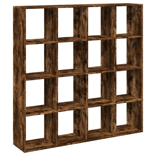 Библиотека, опушен дъб, 137,5x29x137,5 см, инженерно дърво