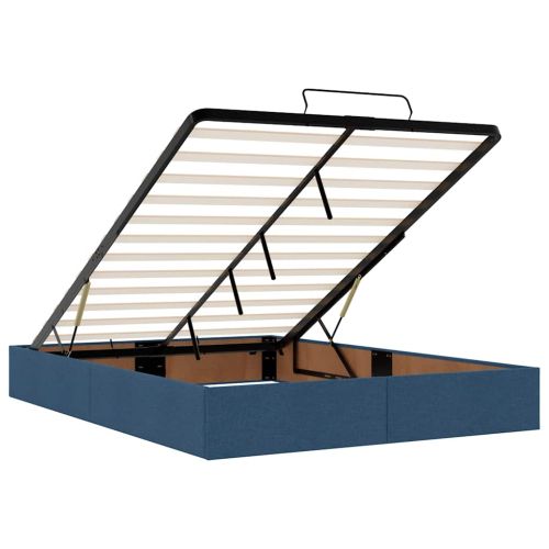Османска легло с матрак и LED, синьо, 140x190 см, плат