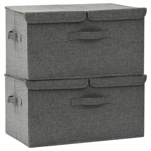 Кутии за съхранение, 2 бр, текстил, 50x30x25 см, антрацит