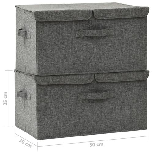 Кутии за съхранение, 2 бр, текстил, 50x30x25 см, антрацит