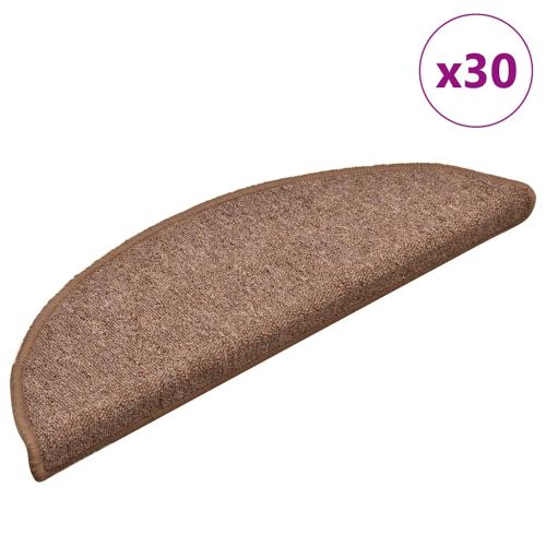 Изтривалки за стълби, 30 бр., 56x17x3 см, кафяви, полукръгли