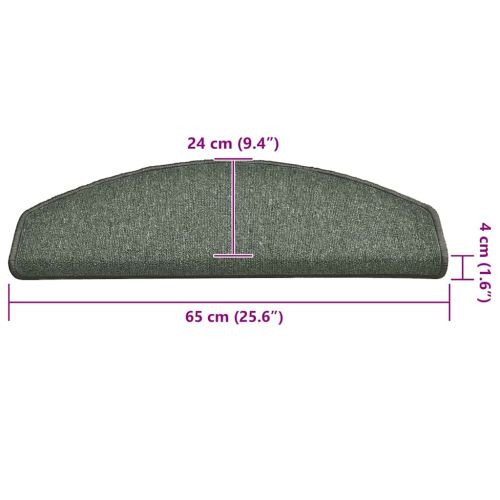 Изтривалки за стълби, 30 бр., 65x24x4 см, тъмнозелени, полукръгли, големи