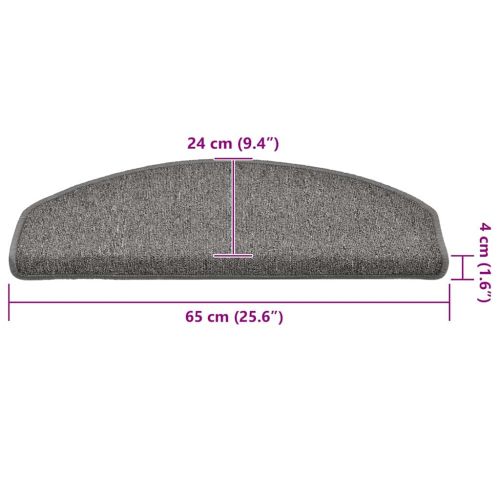 Изтривалки за стълби, 30 бр., 65x24x4 см, тъмносиви, полукръгли, големи