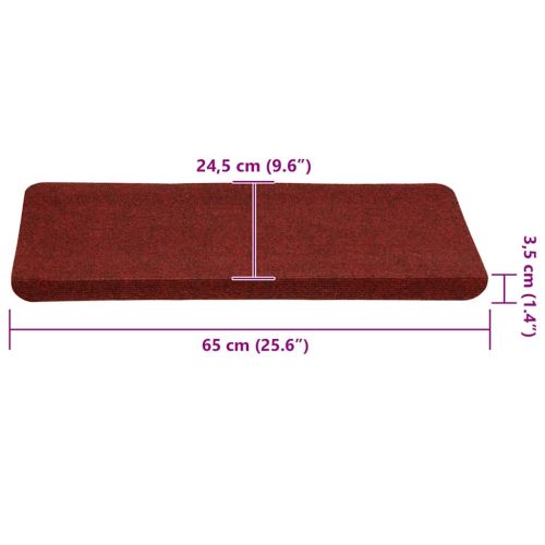Самозалепващи стелки за стълби, 30 бр, червени, 65x24,5x3,5 см