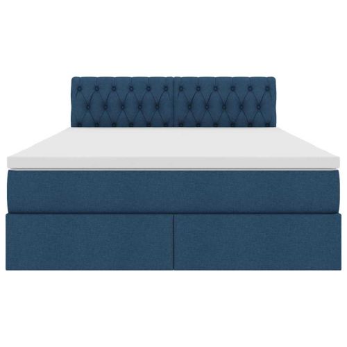 LED легло за съхранение с матрак Синьо 140 x 190 cm Текстил