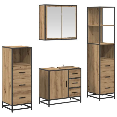 Комплект мебели за баня с чекмедже 4 pcs Дъб Инженерно дърво