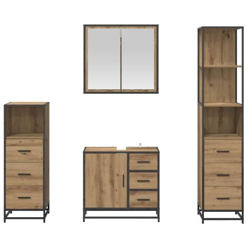 Комплект мебели за баня с чекмедже 4 pcs Дъб Инженерно дърво
