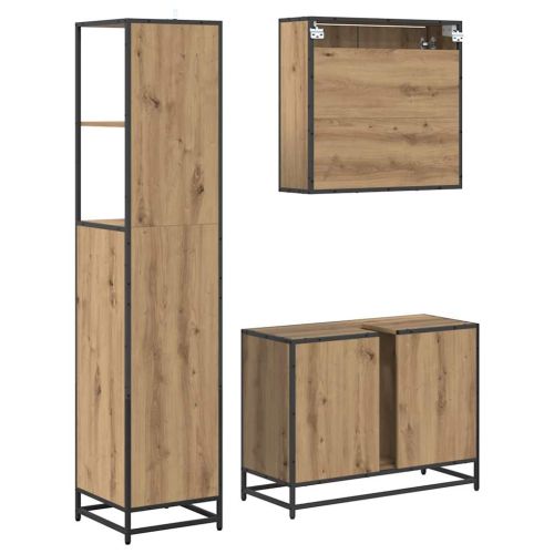 Комплект мебели за баня 3 бр. Дъб 35 x 37,5 x 166 см
