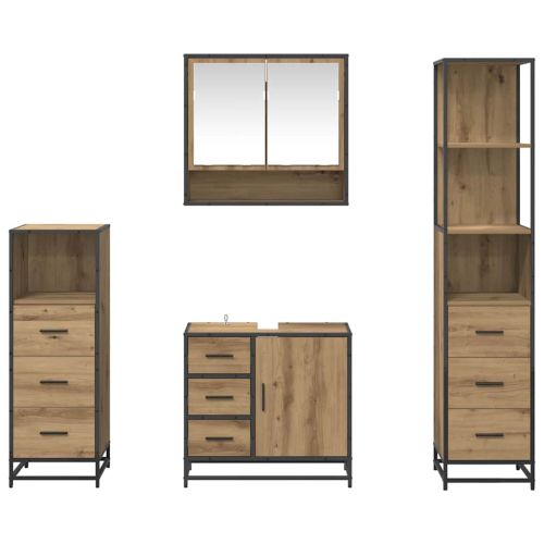 Комплект мебели за баня 4 бр. Дъб 65 x 33 x 60 см