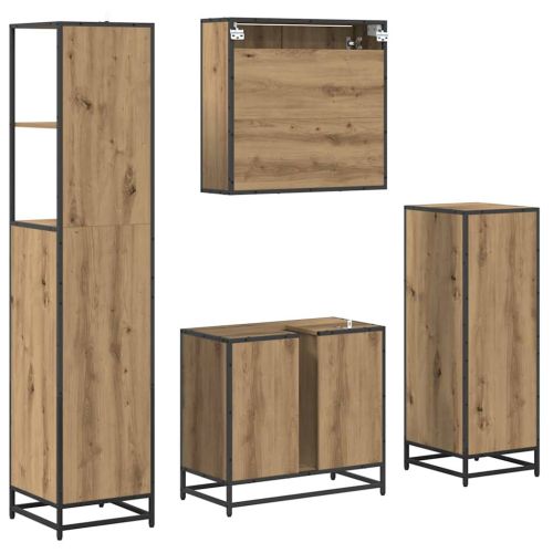 Комплект мебели за баня 4 бр. Дъб 65 x 33 x 60 см