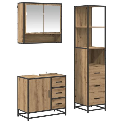 Комплект мебели за баня с чекмедже 3 pcs Дъб Инженерно дърво