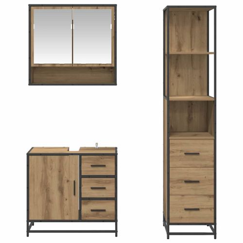 Комплект мебели за баня 3 бр. Дъб 35 x 37,5 x 166 см