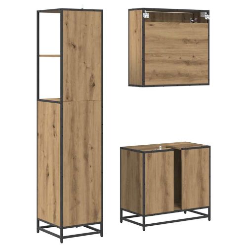 Комплект мебели за баня 3 бр. Дъб 35 x 37,5 x 166 см