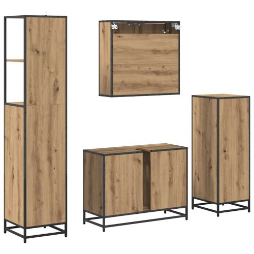 Комплект мебели за баня 4 бр. Дъб 80 x 33 x 60 см