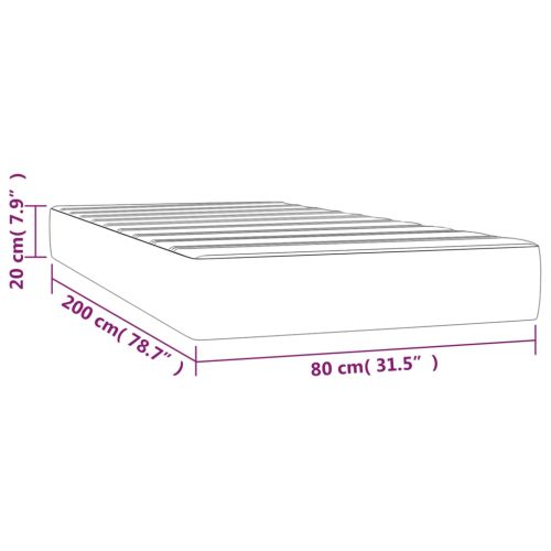 Матрак с покет пружини средна твърдост сив 80x200x20 см изкуствена кожа