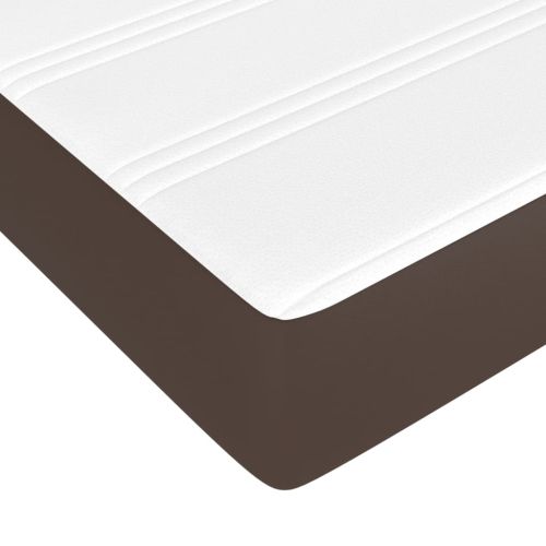 Матрак с покет пружини средна твърдост кафяв 90x200x20 см изкуствена кожа