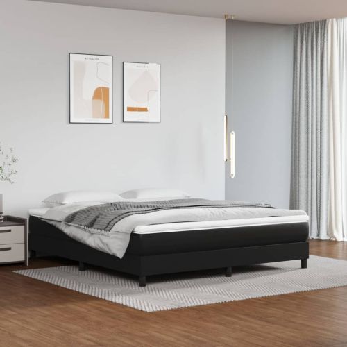 Матрак с покет пружини средна твърдост черен 160x200x20 см изкуствена кожа