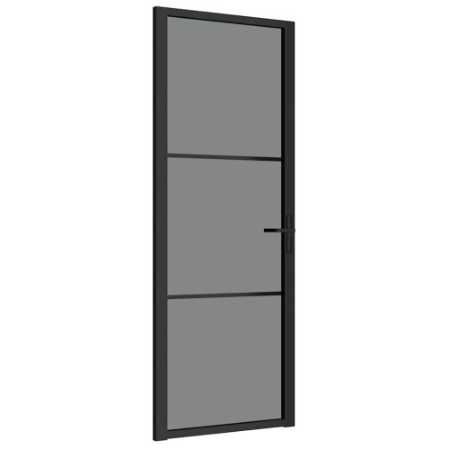 Интериорна врата 76x201,5 см черна ESG стъкло и алуминий