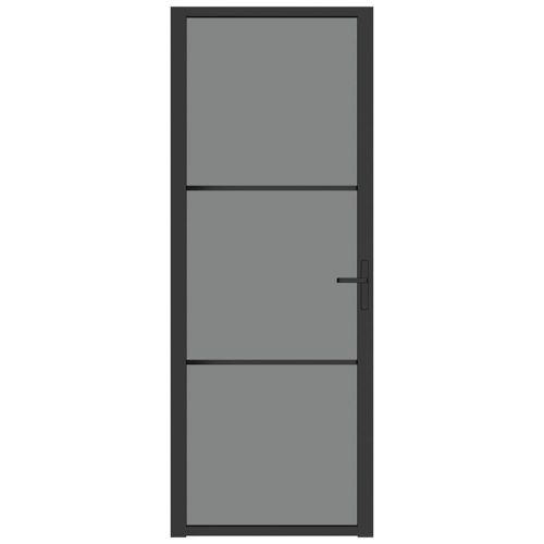 Интериорна врата 76x201,5 см черна ESG стъкло и алуминий