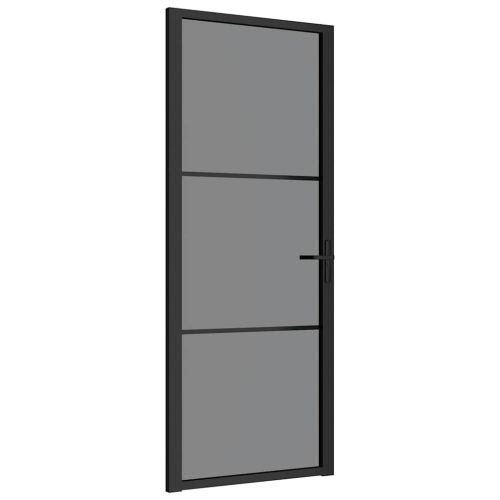 Интериорна врата 83x201,5 см черна ESG стъкло и алуминий