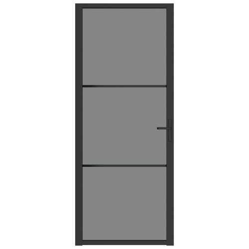 Интериорна врата 83x201,5 см черна ESG стъкло и алуминий