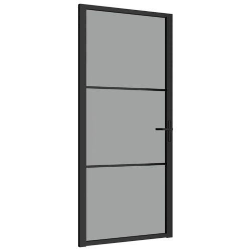 Интериорна врата 93x201,5 см черна ESG стъкло и алуминий