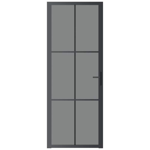 Интериорна врата 76x201,5 см черна ESG стъкло и алуминий