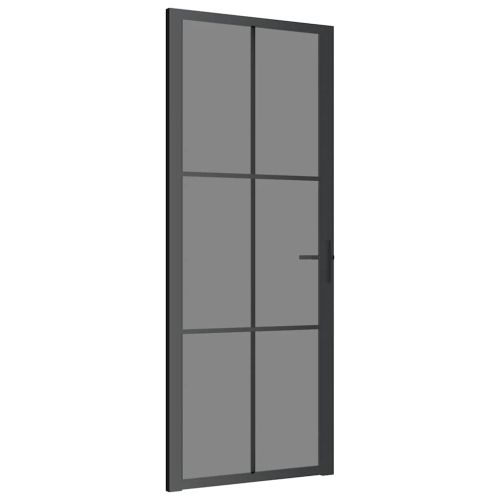 Интериорна врата 83x201,5 см черна ESG стъкло и алуминий