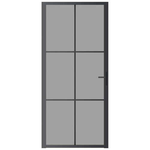Интериорна врата 93x201,5 см черна ESG стъкло и алуминий
