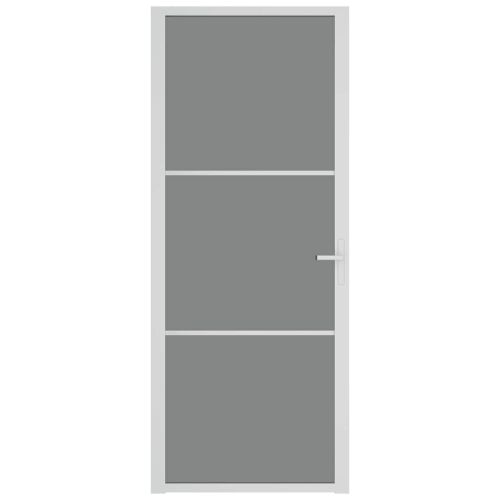 Интериорна врата 83x201,5 см бяла ESG стъкло и алуминий