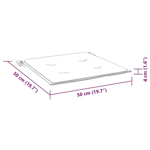 Възглавници за градински стол 2 бр синьо и бяло 50x50x4 см плат