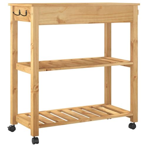 Кухненска количка "MONZA" 84x40x88,5 см борово дърво масив