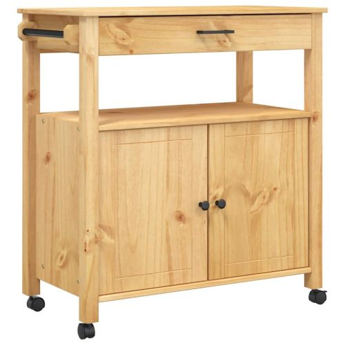 Кухненска количка "MONZA" 84x40x88,5 см борово дърво масив