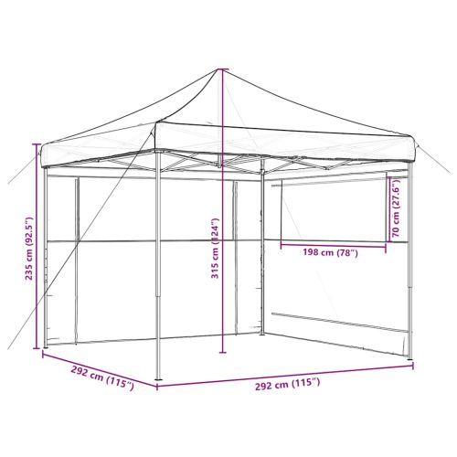 Сгъваема парти шатра pop-up с 2 странични стени черна