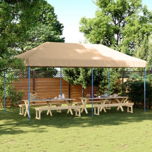Сгъваема парти шатра, pop-up, бежова, 580x292x315 см