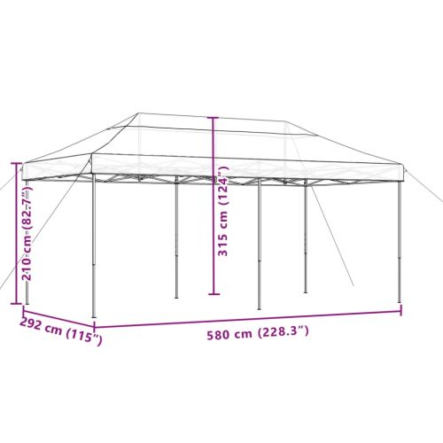 Сгъваема парти шатра, pop-up, бежова, 580x292x315 см