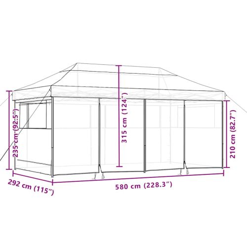 Сгъваема парти шатра pop-up с 4 странични стени кафява