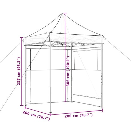 Сгъваема парти шатра pop-up с 2 странични стени черна