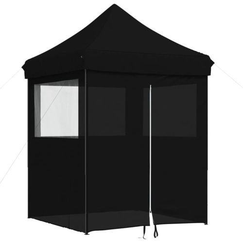 Сгъваема парти шатра pop-up с 4 странични стени черна