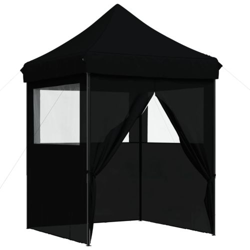 Сгъваема парти шатра pop-up с 4 странични стени черна