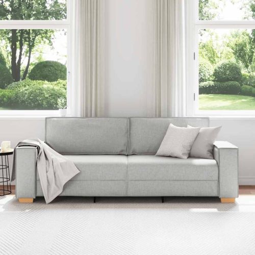 3-местен диван, облачно сив, 220x78x84 см, плат