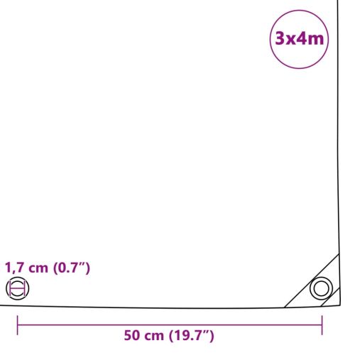 Брезентово платнище, 650 гр/м², 3x4 м, цвят зелен