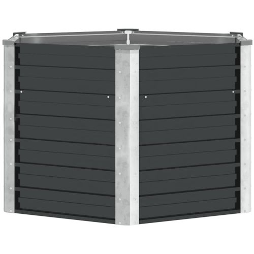 Повдигната леха антрацит 129x129x77 см поцинкована стомана