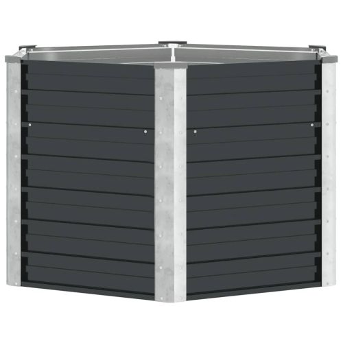 Повдигната леха антрацит 129x129x77 см поцинкована стомана