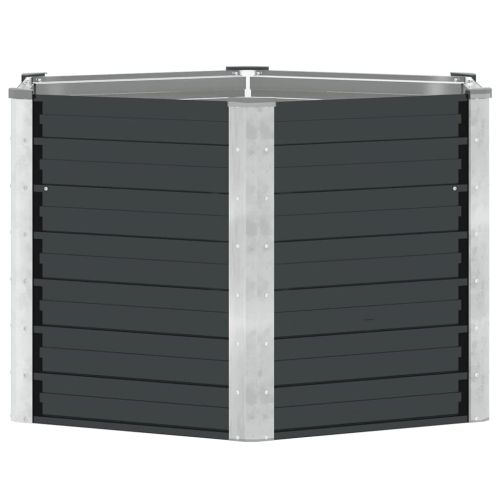Повдигната леха антрацит 129x129x77 см поцинкована стомана