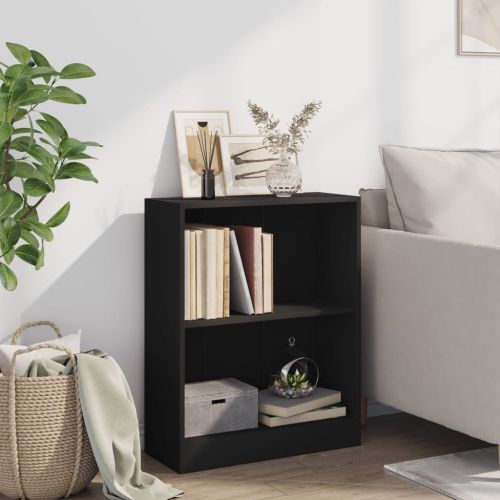 Етажерка за книги, черна, 60x24x76 см, инженерно дърво