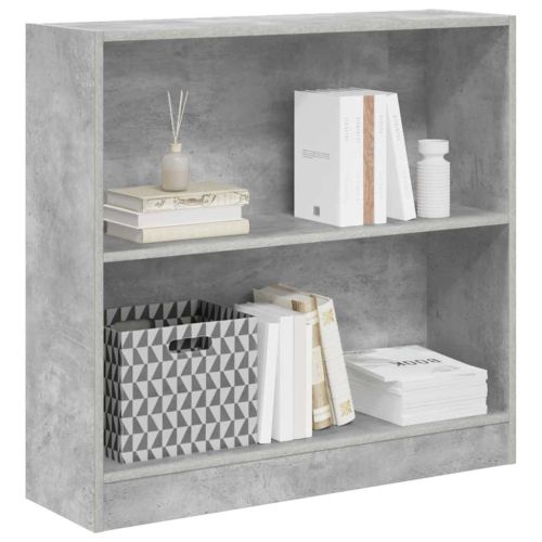 Етажерка за книги, бетонно сива, 80x24x75 см, инженерно дърво
