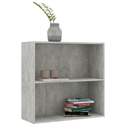 2-етажна библиотека, бетонно сива, 80x30x76,5см инженерно дърво