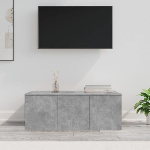 ТВ шкаф, бетонно сиво, 80x34x30 см, инженерно дърво
