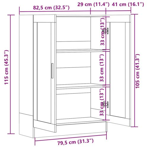 Шкаф витрина, бетонно сив, 82,5x30,5x115 см, инженерно дърво